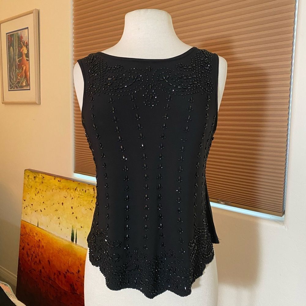 R&K Evening P/M Top with sheer jacket sparkling tank top black
